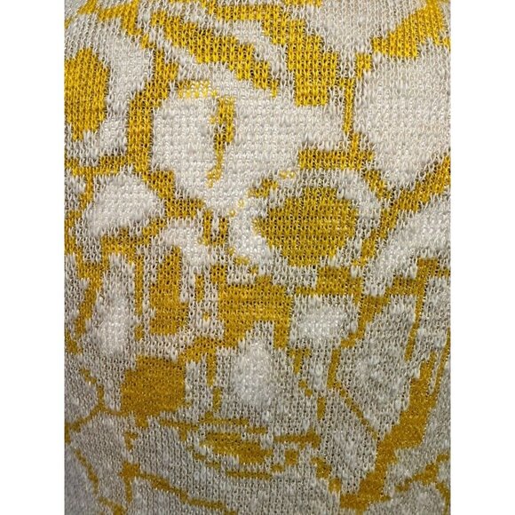 Vintage Jordan Marsh Yellow White Cardigan Sweater Medium Shoulder Pads‎ Italy - Picture 7 of 11